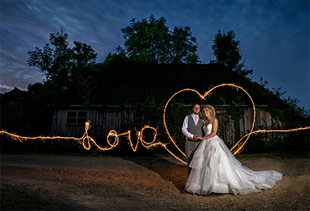 Fun with sparklers - Daniel and Danielle